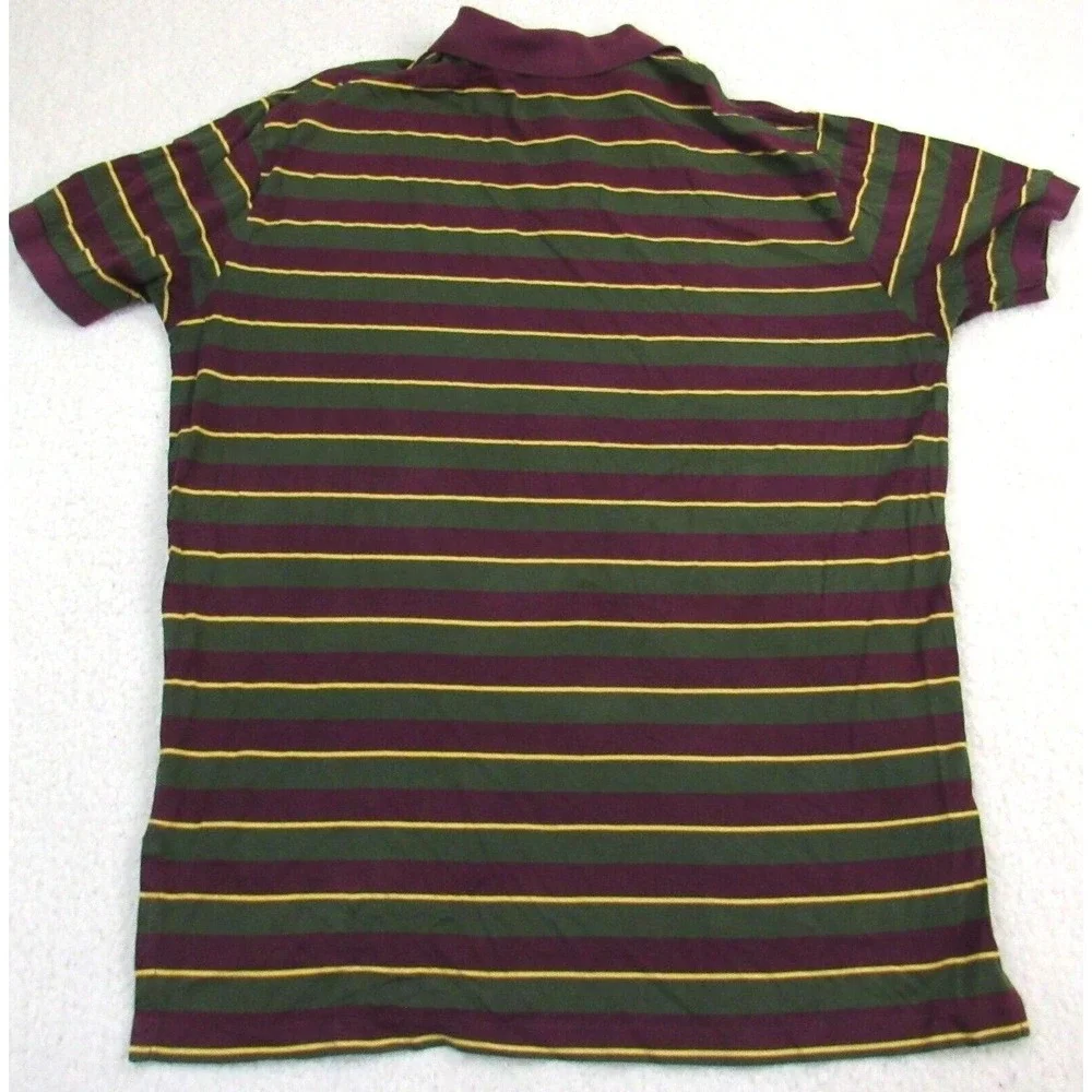 Vintage Polo Ralph Lauren Polo Shirt Mens Large Striped Green Burgundy 90s